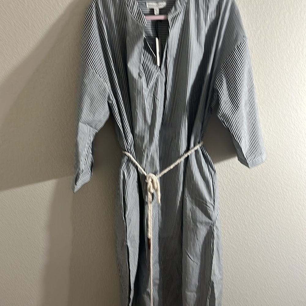 Banana Republic women’s SHIRT dress  SZ XL 100% cotton v-neck POPLIN   Coastal - Picture 3 of 10